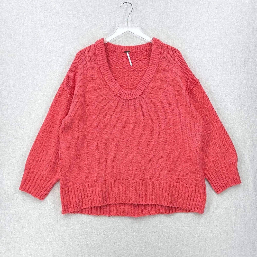 FREE PEOPLE Sweater Womens Small Pink Brookside Tunic Pullover Oversized Slouchy - Picture 3 of 16